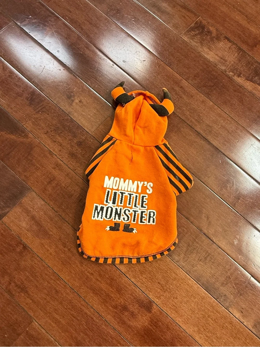 Pup Crew Orange “Mommy’s Little Monster” Halloween Dog Hoodie, size XS